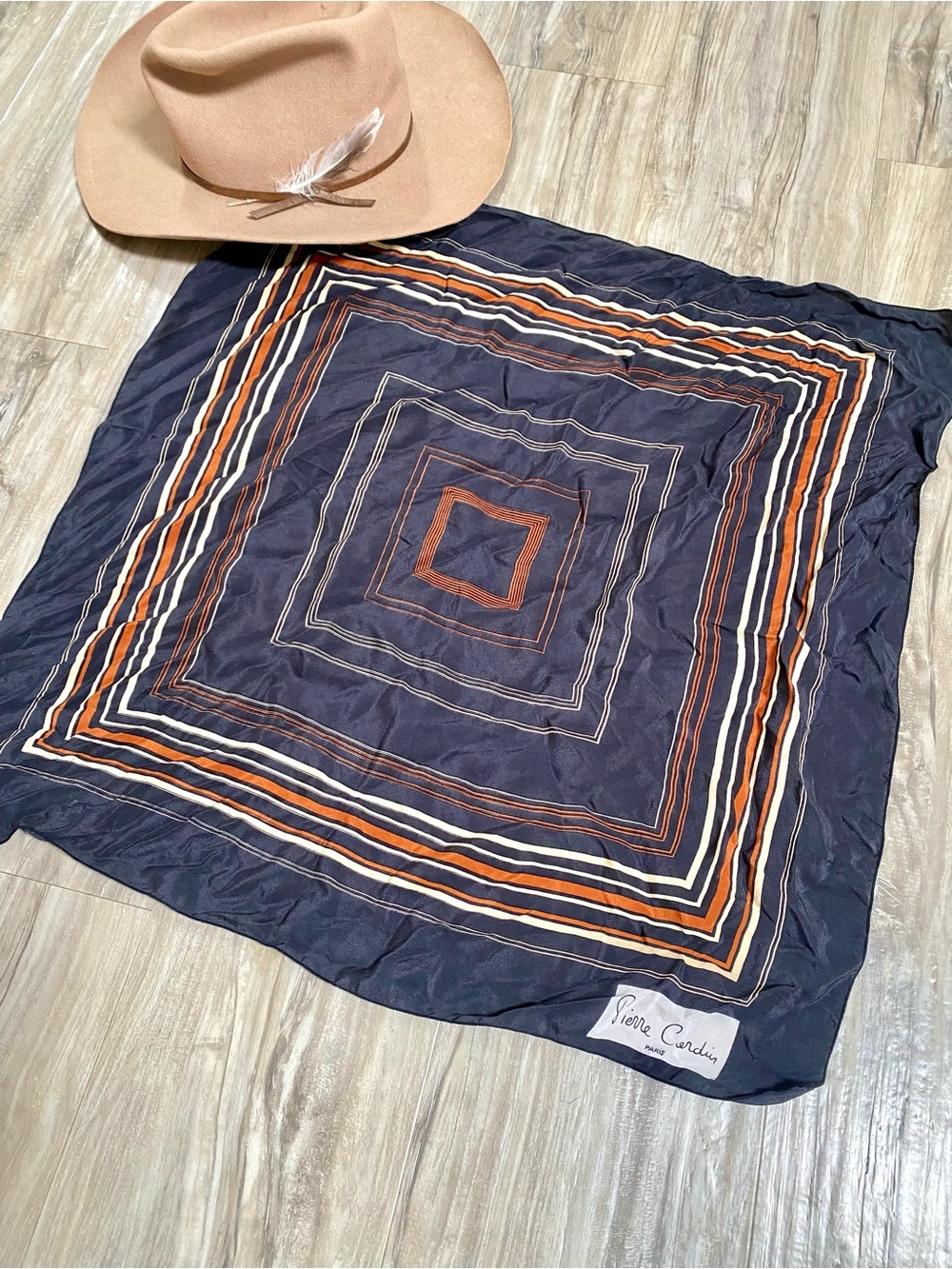 Pierre Cardin Paris SILK boho scarf/wrap southwestern Equestrian farmhouse vibe